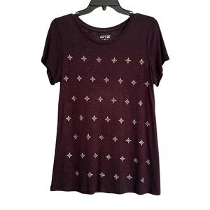 Apt. 9 Women's Wine Color Studded Tee Size Medium